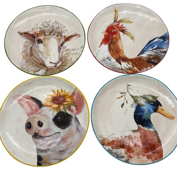 Pier 1 Imports Other - Pier 1 Imports spring farm animal salad plates 8.5" Easter luncheon plates sandw